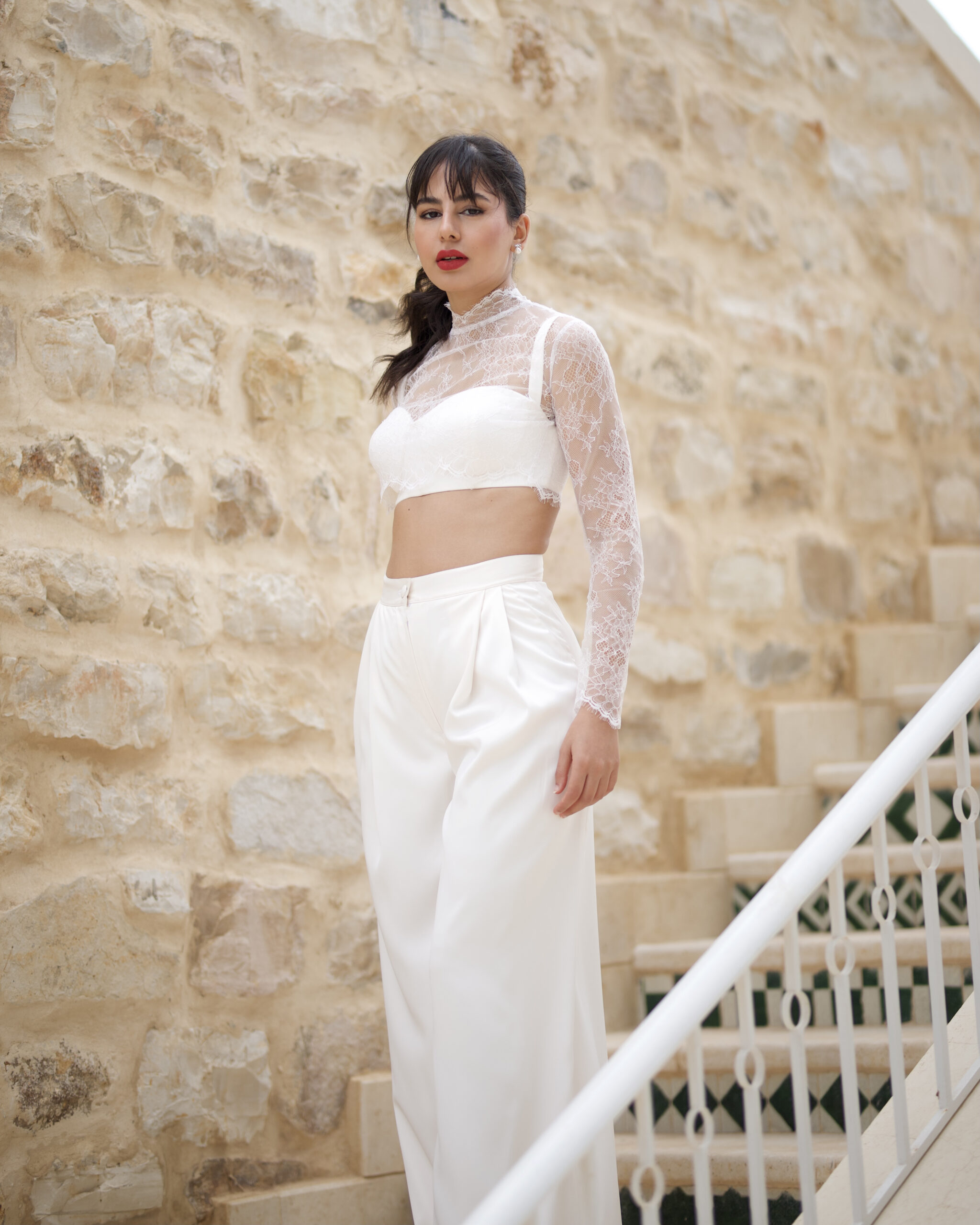 Two-piece bridal jumpsuit